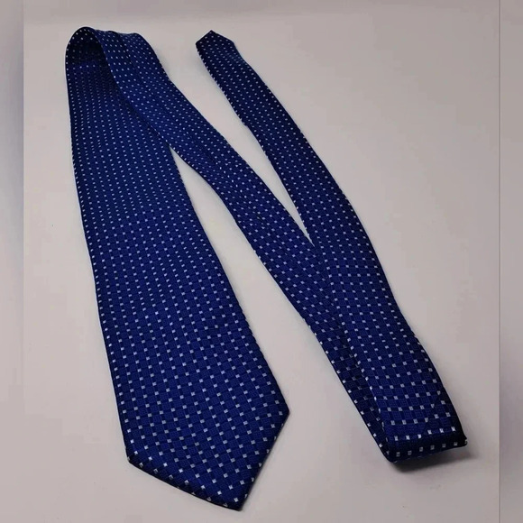 Donald Trump Signature Collection Men's Tie Neck Tie Blue Square Dotted Silk 58" - Picture 11 of 13